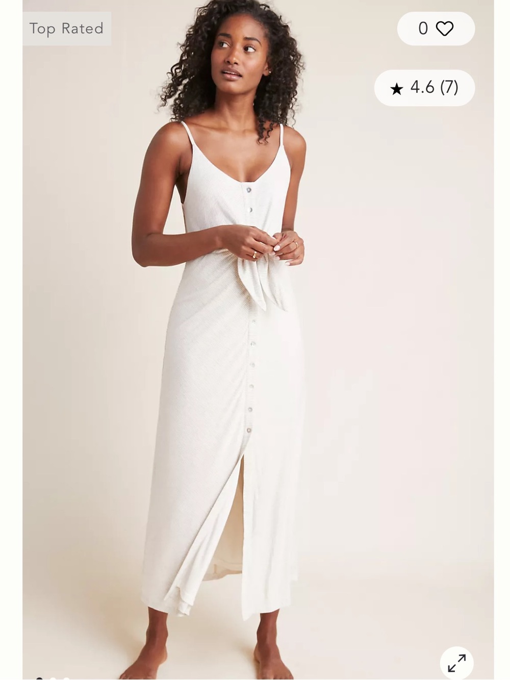 Anthropologie Levina Tie-Front Dress White and Cream Striped Size Small